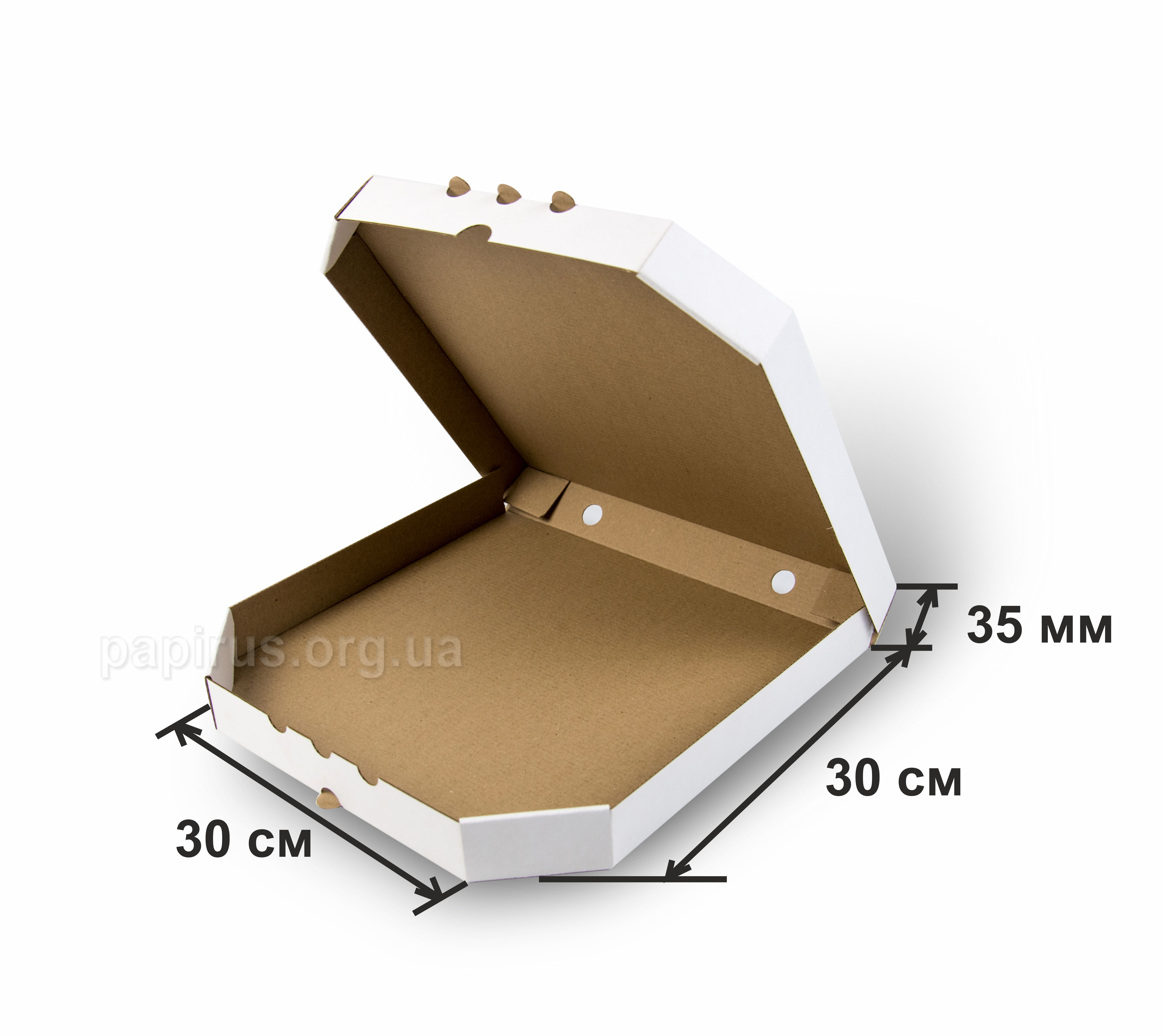 Коробка для пиццы белая 300х300, г.Сумы, Типография Папирус